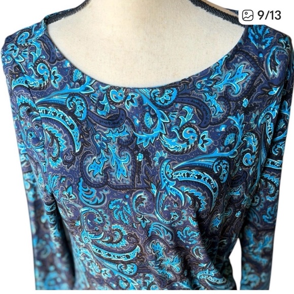 🩵Talbots Teal & Black Paisley Midi Dress🩵🦋 - Picture 4 of 4